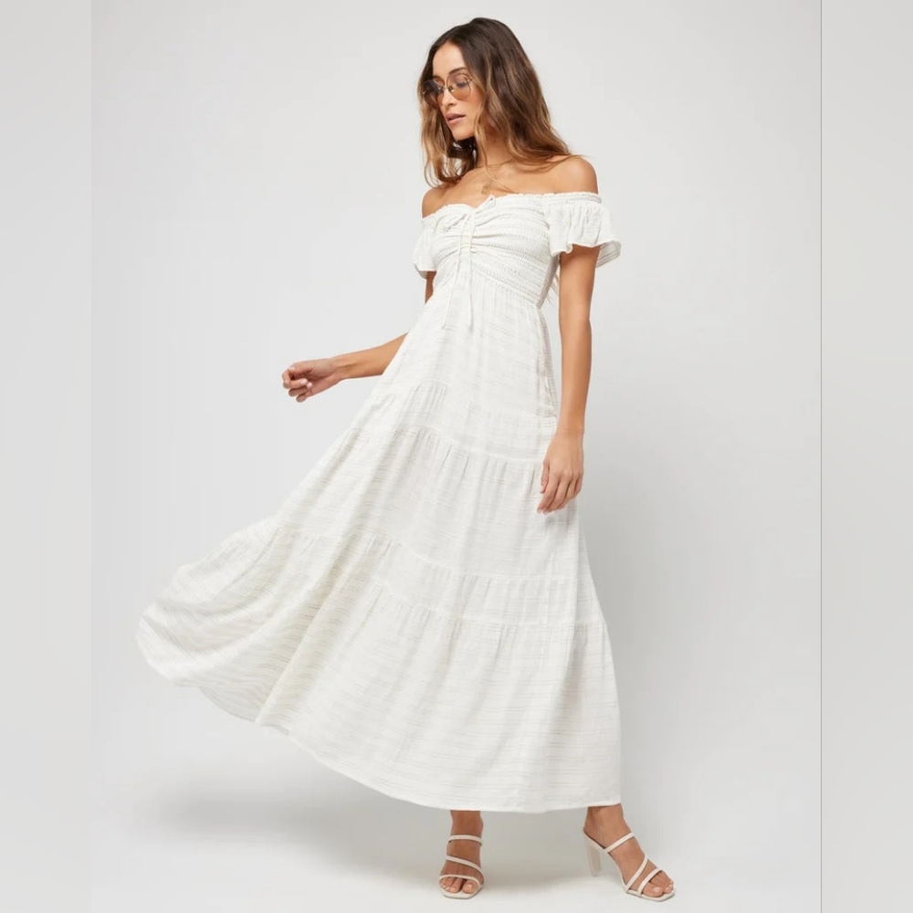 L*Space Lucia Coverup Beach Maxi Dress Cream - Picture 7 of 8